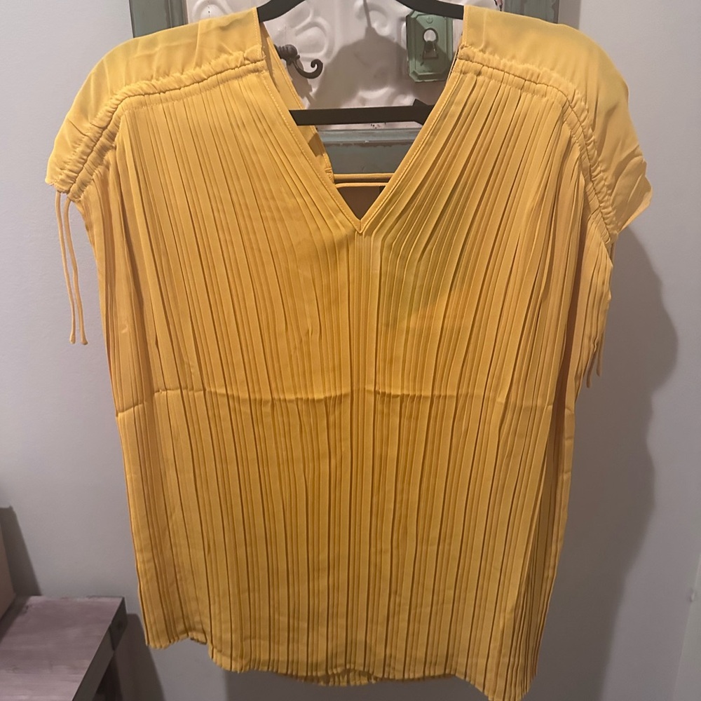 Yellow Pleated Women's Top